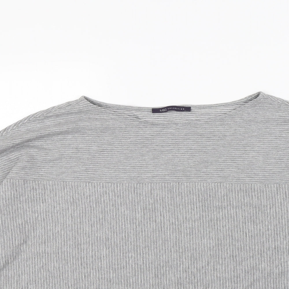 Marks & Spencer Womens Grey Striped  Pullover Jumper Size 18