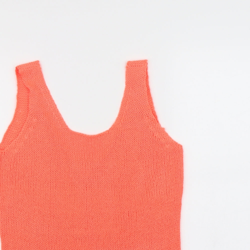Womens UK Size S Vera Moda Orange Basic Tank