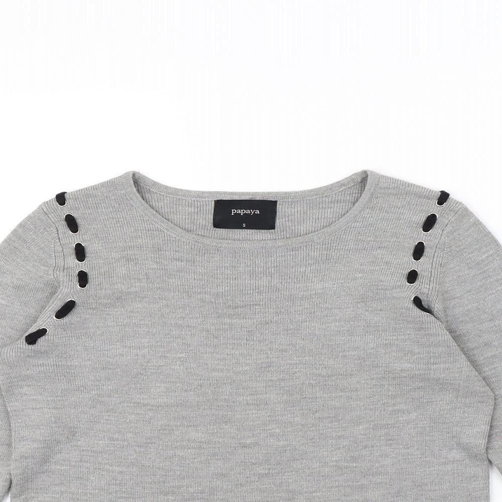 Papaya Womens Grey   Pullover Jumper Size S