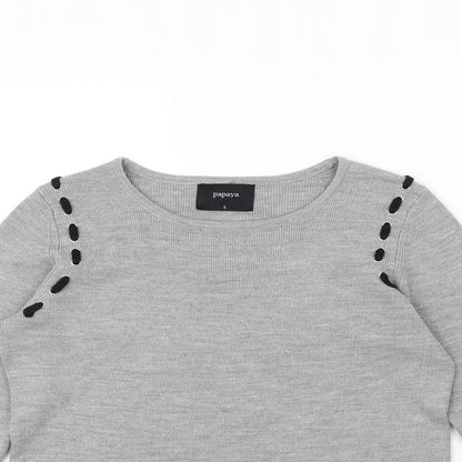 Papaya Womens Grey   Pullover Jumper Size S