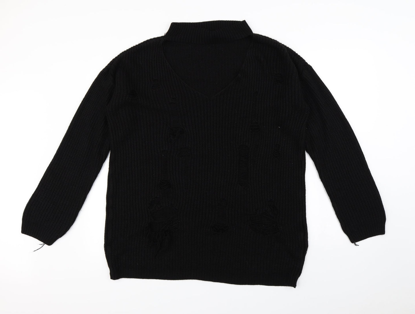 Misguided   Womens Black   Pullover Jumper Size S  - Distressed