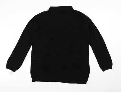 Misguided   Womens Black   Pullover Jumper Size S  - Distressed