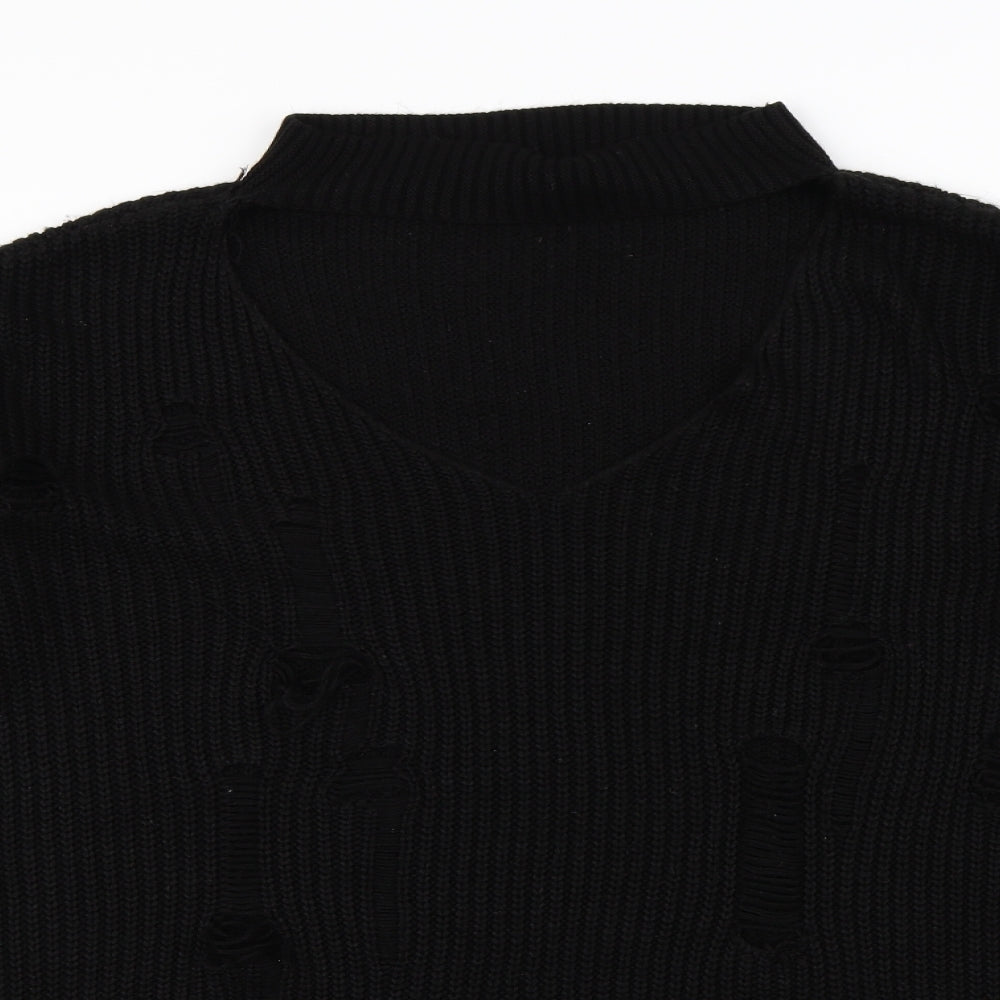 Misguided   Womens Black   Pullover Jumper Size S  - Distressed