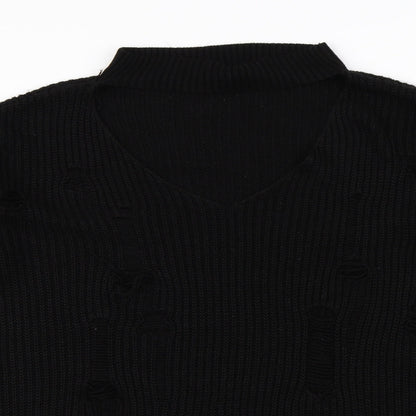 Misguided   Womens Black   Pullover Jumper Size S  - Distressed