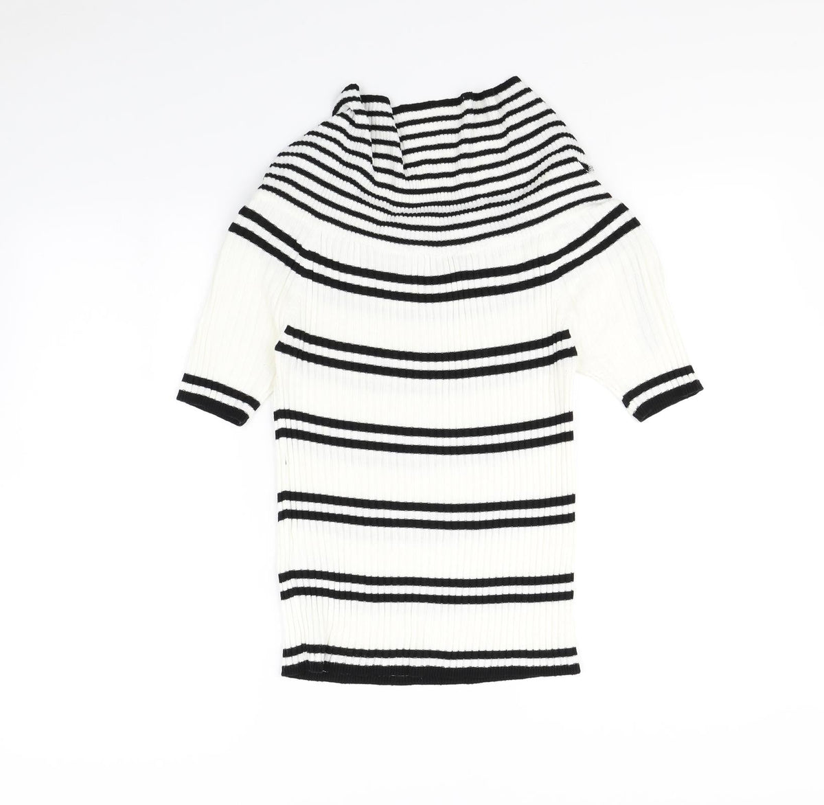 sense Womens White Striped  Pullover Jumper Size M
