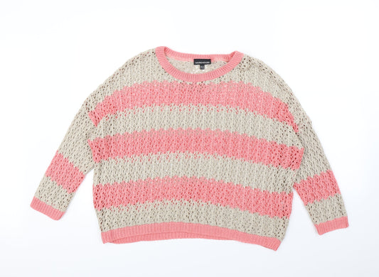 Warehouse Womens Beige Striped  Pullover Jumper Size 14