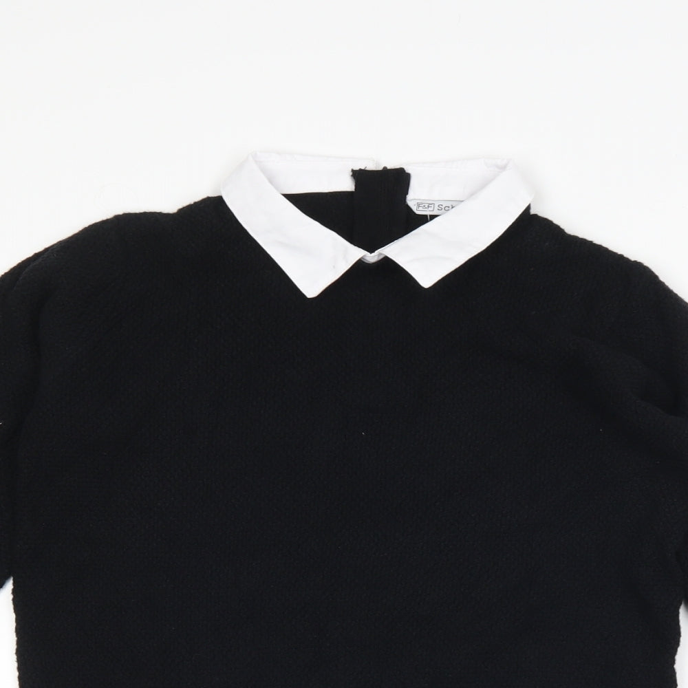 F&F Girls Black   Basic Blouse Size 11-12 Years  - School Wear