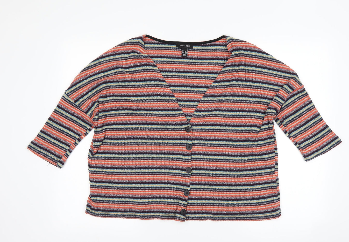 New Look Womens Red Striped  Cardigan Jumper Size L