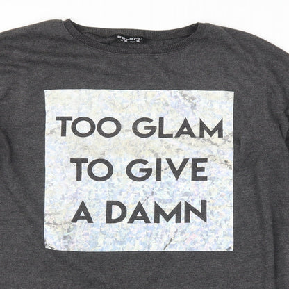 Select Womens Grey   Pullover Sweatshirt Size 10  - slogan