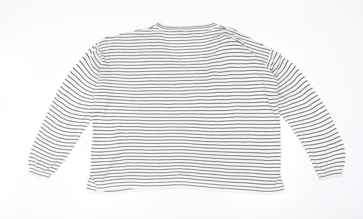 Marks and Spencer Womens White Striped Knit Pullover Jumper Size XL