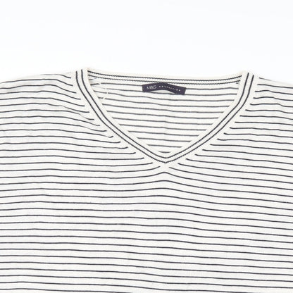 Marks and Spencer Womens White Striped Knit Pullover Jumper Size XL