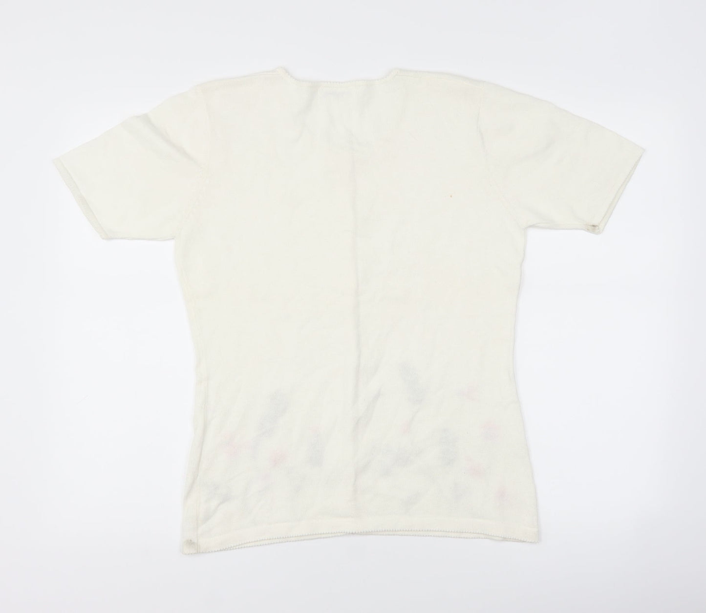 Fabrizio Womens White Floral  Cardigan Jumper Size M
