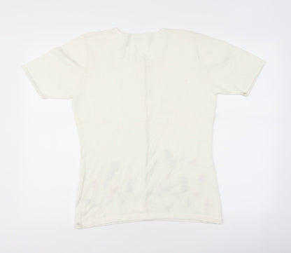Fabrizio Womens White Floral  Cardigan Jumper Size M