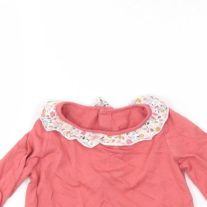 Matalan Girls Pink Floral  Basic T-Shirt Size 6-9 Months