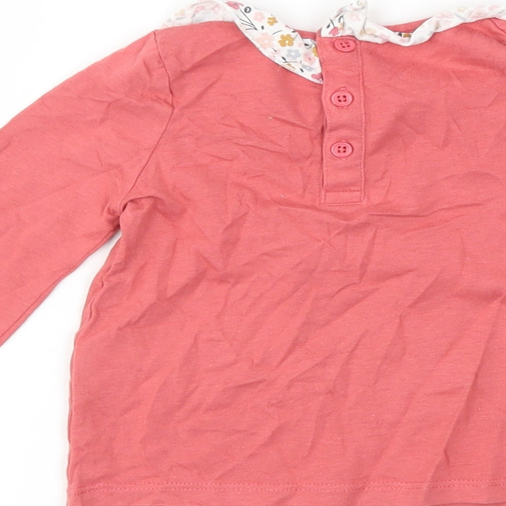 Matalan Girls Pink Floral  Basic T-Shirt Size 6-9 Months