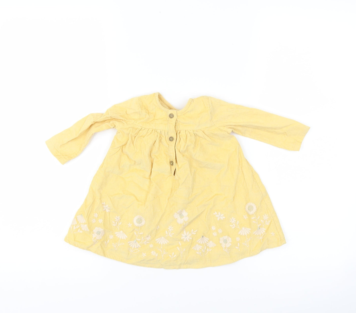 George Girls Yellow Floral Corduroy A-Line  Size 3-6 Months
