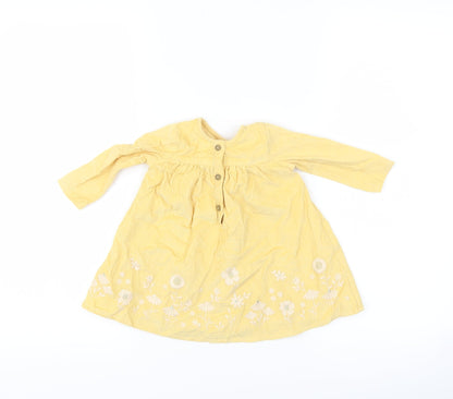 George Girls Yellow Floral Corduroy A-Line  Size 3-6 Months