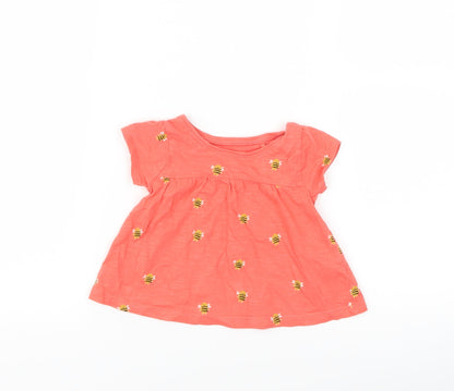 Next Girls Red   Basic T-Shirt Size 3-6 Months  - Bee print