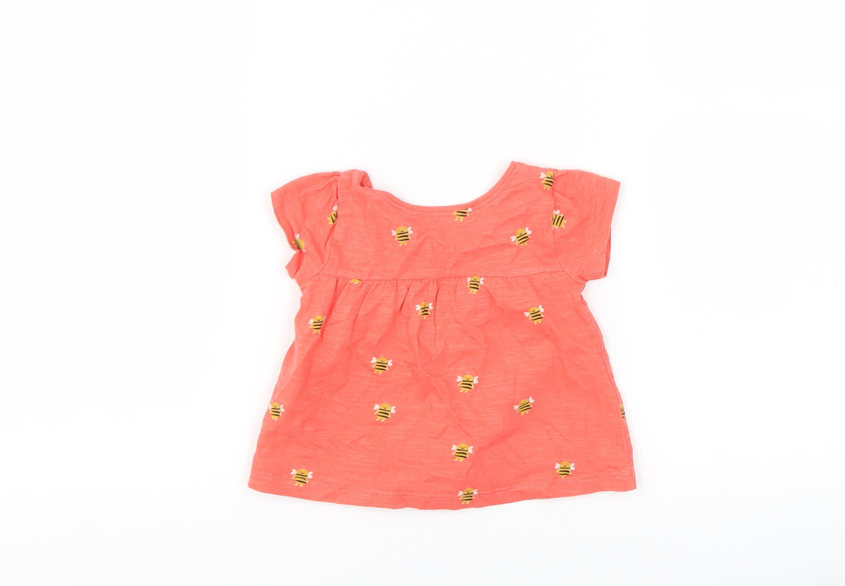 Next Girls Red   Basic T-Shirt Size 3-6 Months  - Bee print