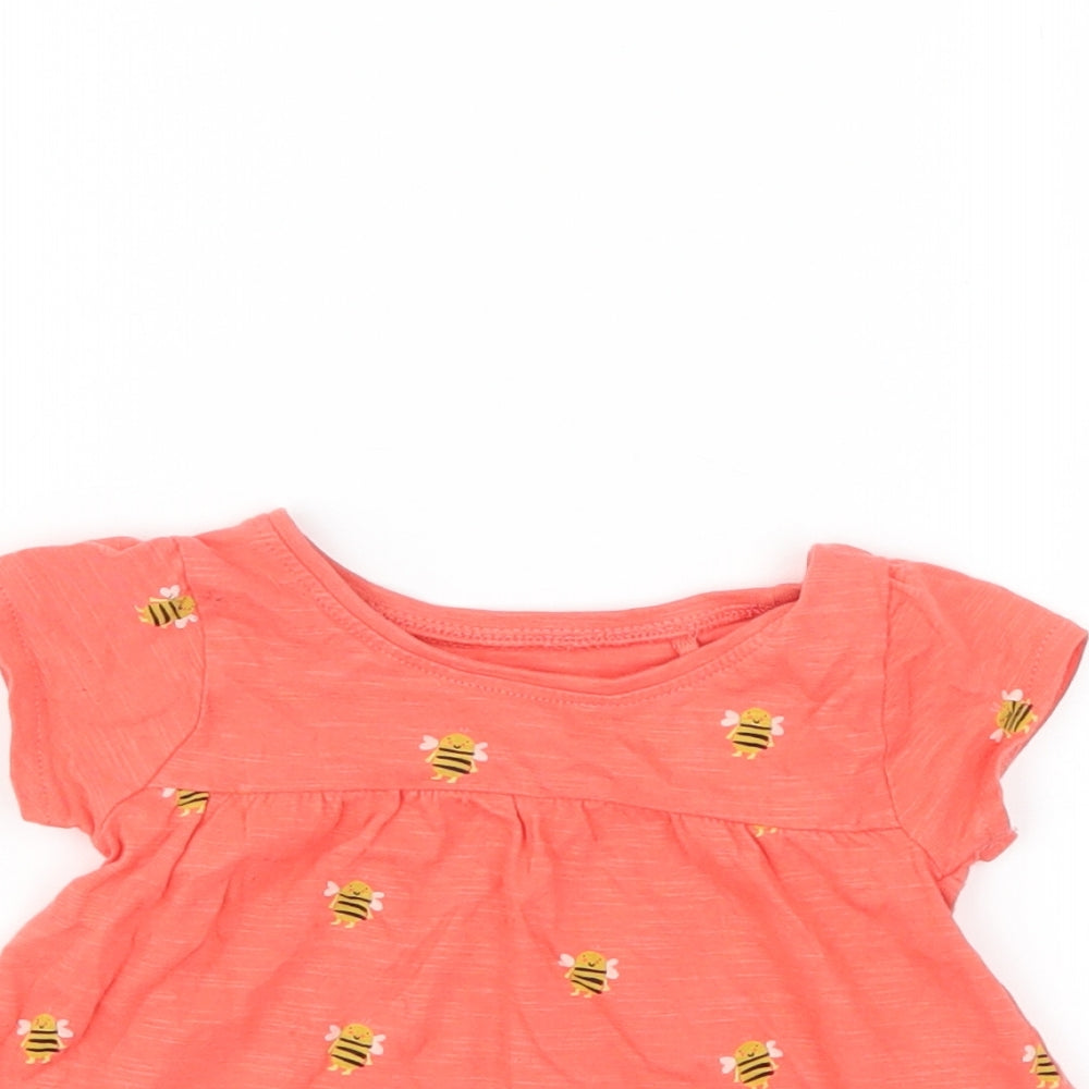 Next Girls Red   Basic T-Shirt Size 3-6 Months  - Bee print