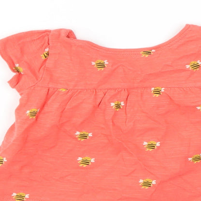 Next Girls Red   Basic T-Shirt Size 3-6 Months  - Bee print