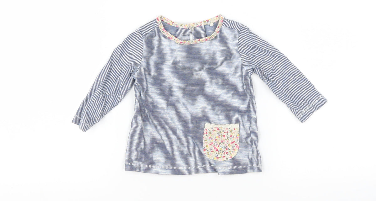 Next Girls Blue Striped  Basic T-Shirt Size 3-6 Months