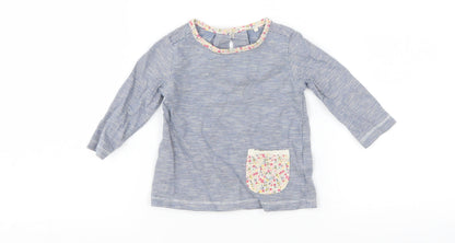 Next Girls Blue Striped  Basic T-Shirt Size 3-6 Months