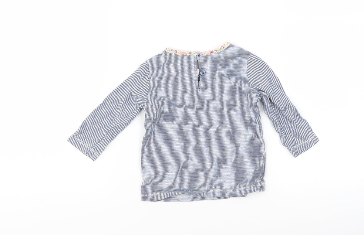 Next Girls Blue Striped  Basic T-Shirt Size 3-6 Months