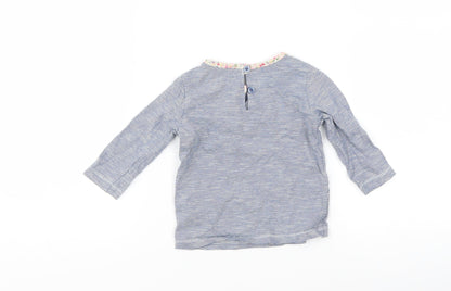 Next Girls Blue Striped  Basic T-Shirt Size 3-6 Months