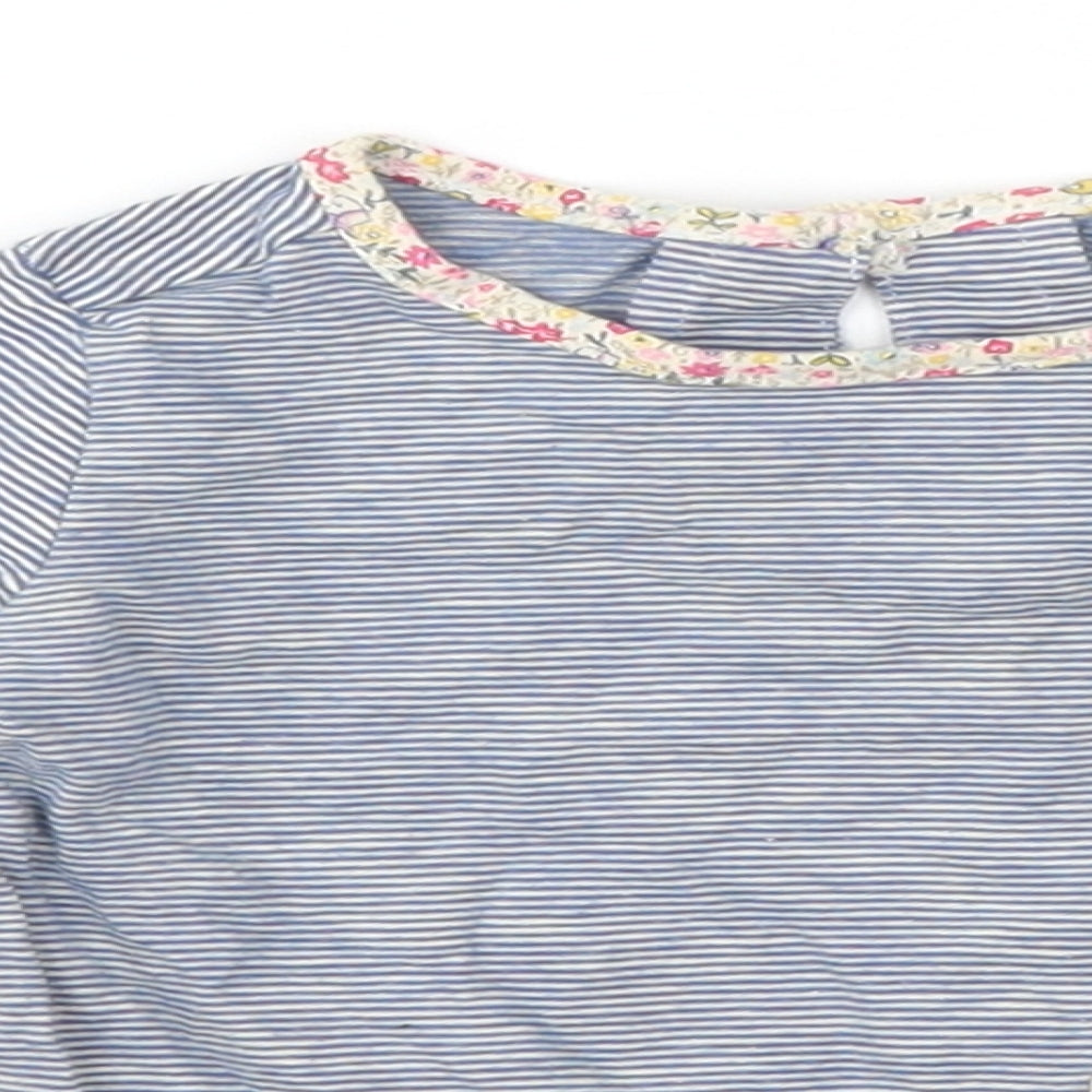 Next Girls Blue Striped  Basic T-Shirt Size 3-6 Months