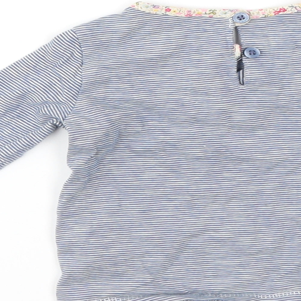 Next Girls Blue Striped  Basic T-Shirt Size 3-6 Months
