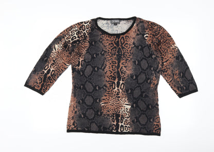 Casamia Womens Brown Animal Print Pullover Jumper Size S