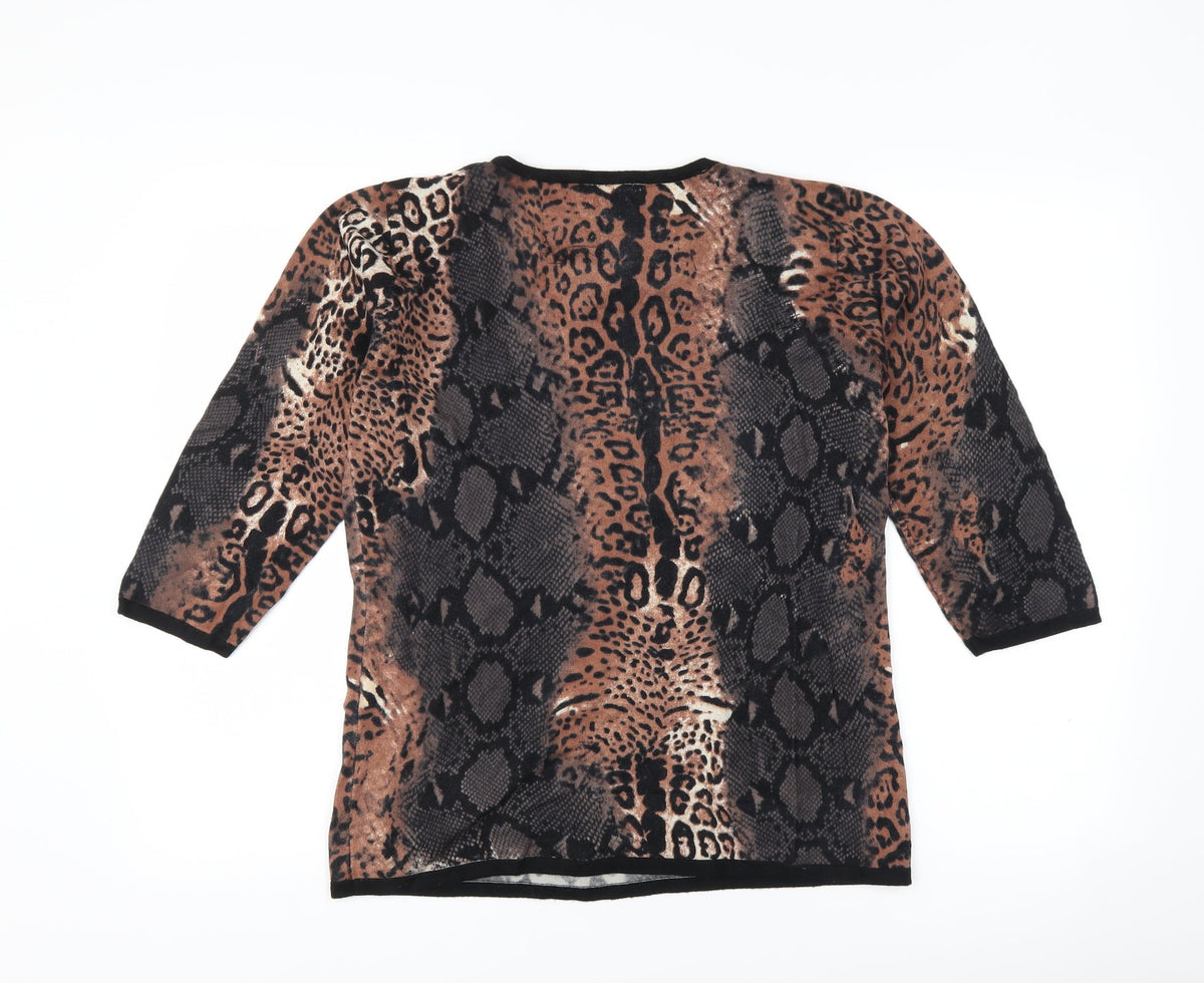 Casamia Womens Brown Animal Print Pullover Jumper Size S