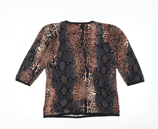 Casamia Womens Brown Animal Print  Pullover Jumper Size S