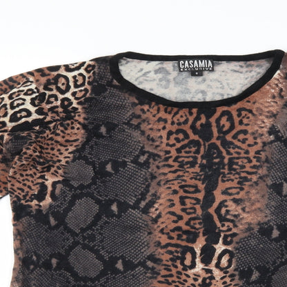Casamia Womens Brown Animal Print Pullover Jumper Size S