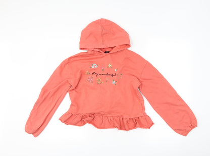 George Girls Pink Floral  Pullover Hoodie Size 10-11 Years  - slogan
