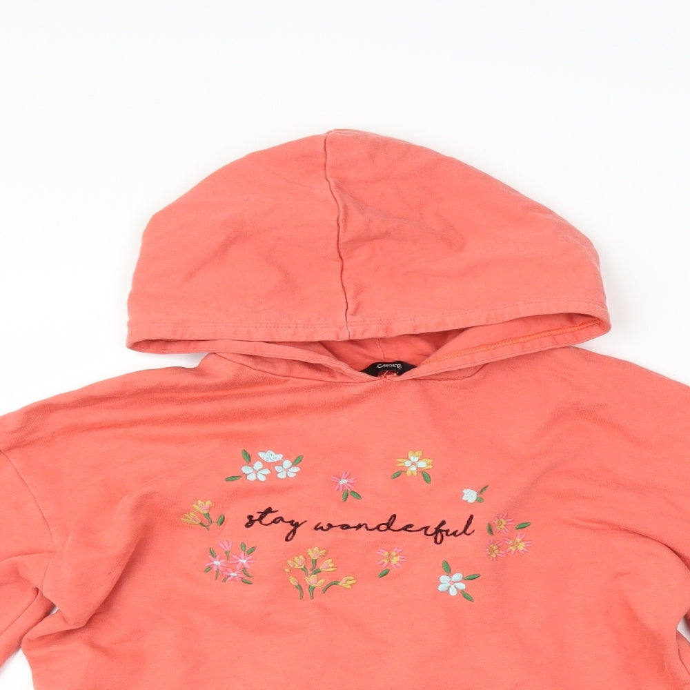 George Girls Pink Floral  Pullover Hoodie Size 10-11 Years  - slogan
