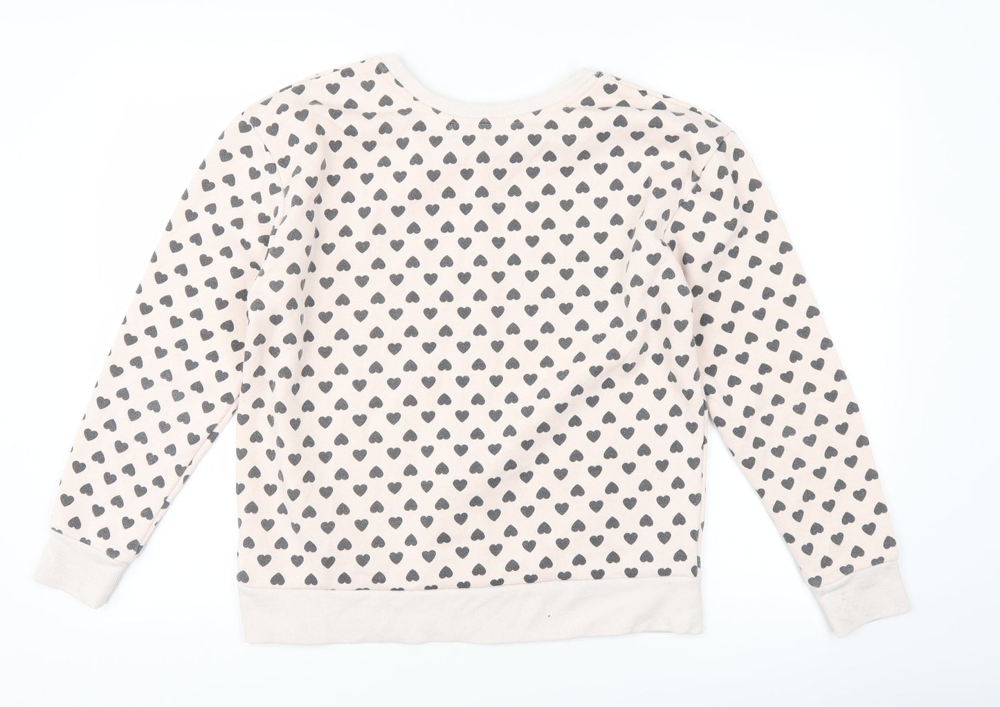Primark Womens Pink   Pullover Sweatshirt Size 10  - Love heart print