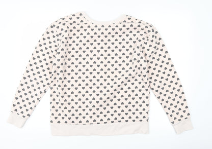 Primark Womens Pink   Pullover Sweatshirt Size 10  - Love heart print