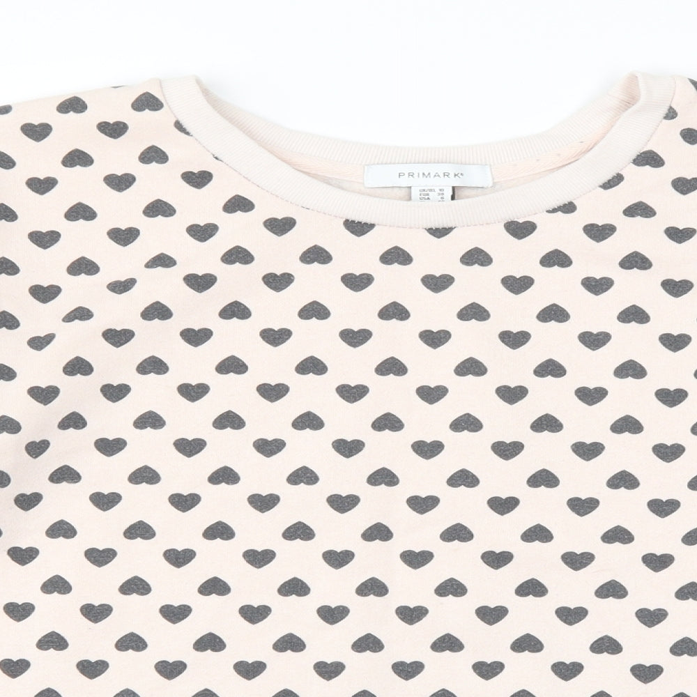 Primark Womens Pink   Pullover Sweatshirt Size 10  - Love heart print