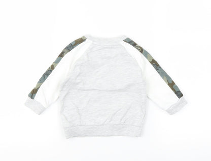 F&F Boys White Camouflage  Pullover Jumper Size 3-6 Months  - batman