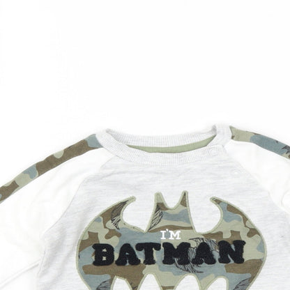 F&F Boys White Camouflage  Pullover Jumper Size 3-6 Months  - batman