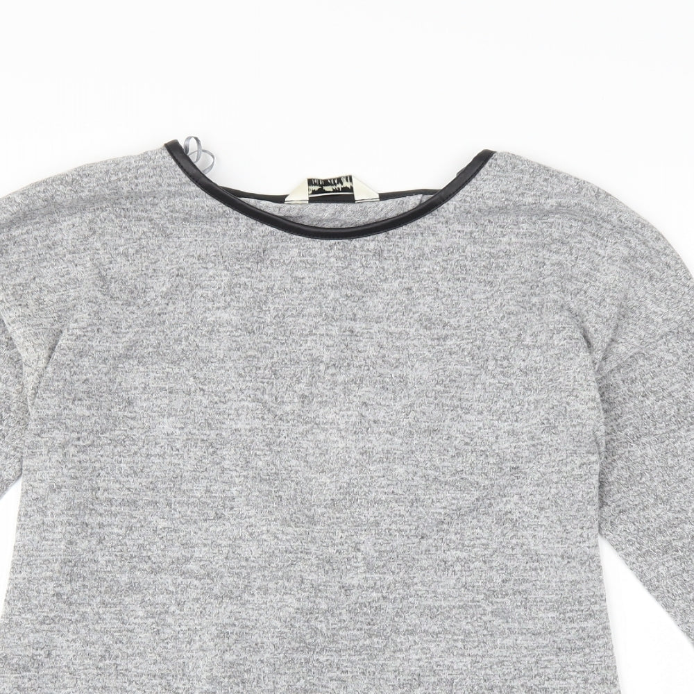 Miss Selfridge Womens Grey   Pullover Jumper Size 8  - knot back detail