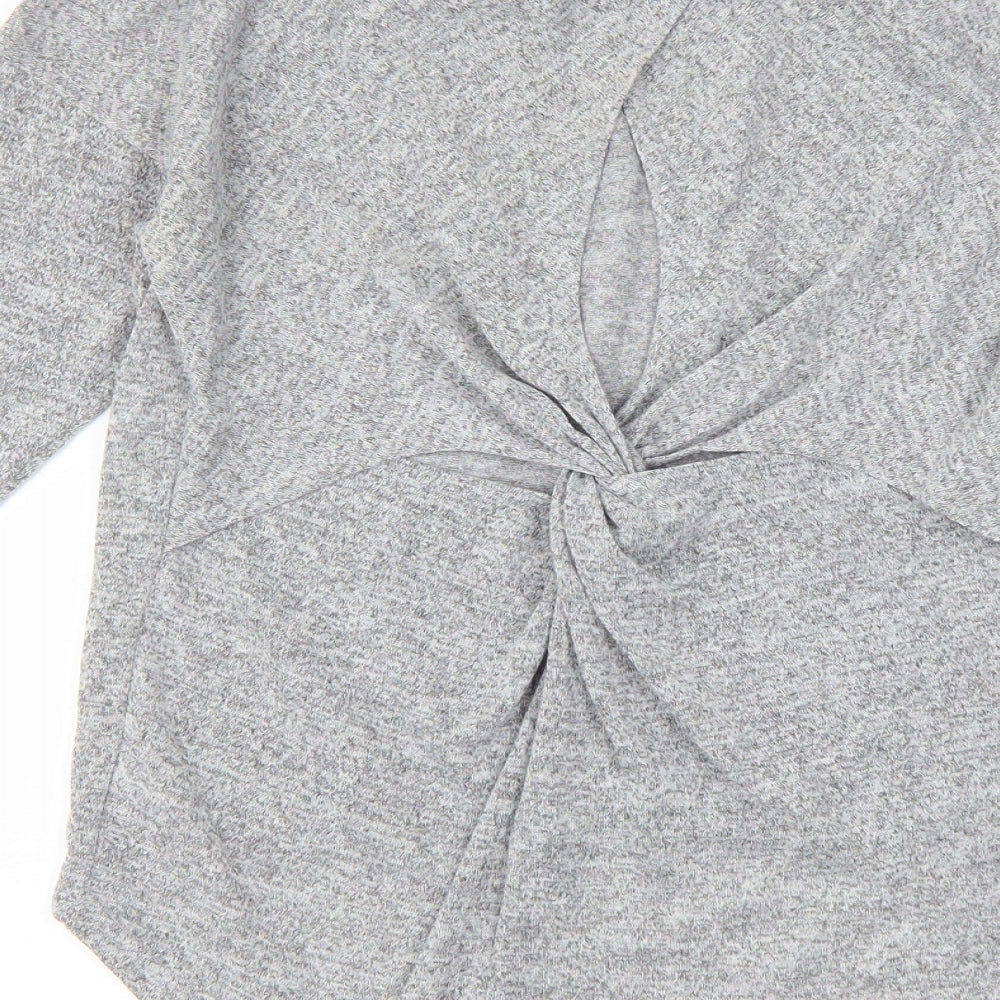 Miss Selfridge Womens Grey   Pullover Jumper Size 8  - knot back detail