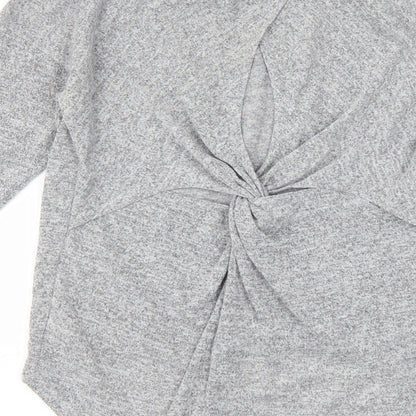 Miss Selfridge Womens Grey   Pullover Jumper Size 8  - knot back detail