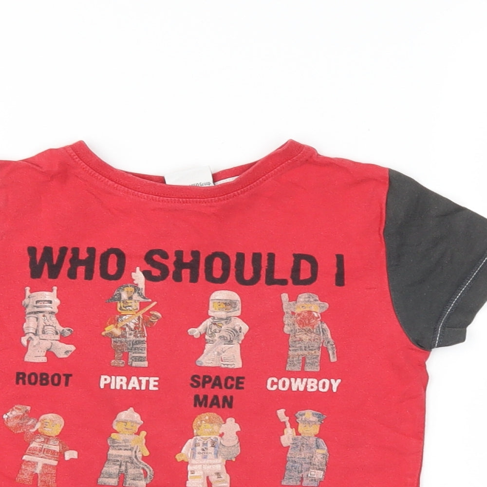 Next Boys Red   Basic T-Shirt Size 5 Years  - lego mini figures