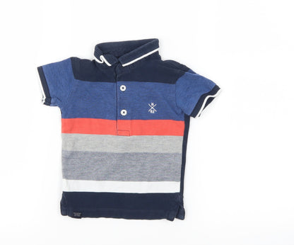 Next Boys Blue Striped  Basic Polo Size 6-9 Months