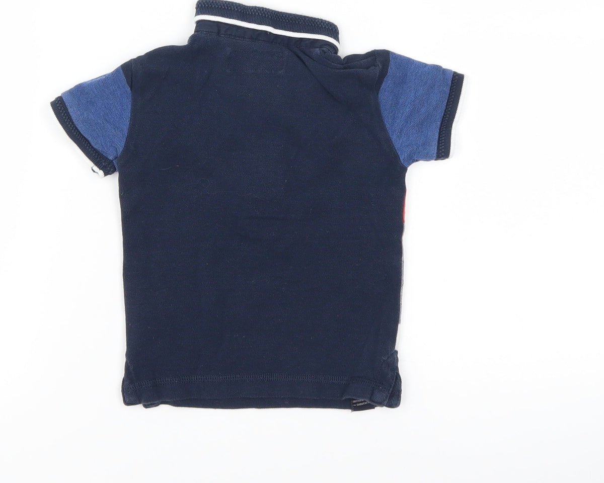 Next Boys Blue Striped  Basic Polo Size 6-9 Months