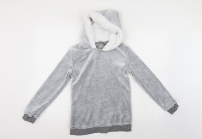 Preworn Girls Green   Pullover Hoodie Size 13 Years  - faux fur