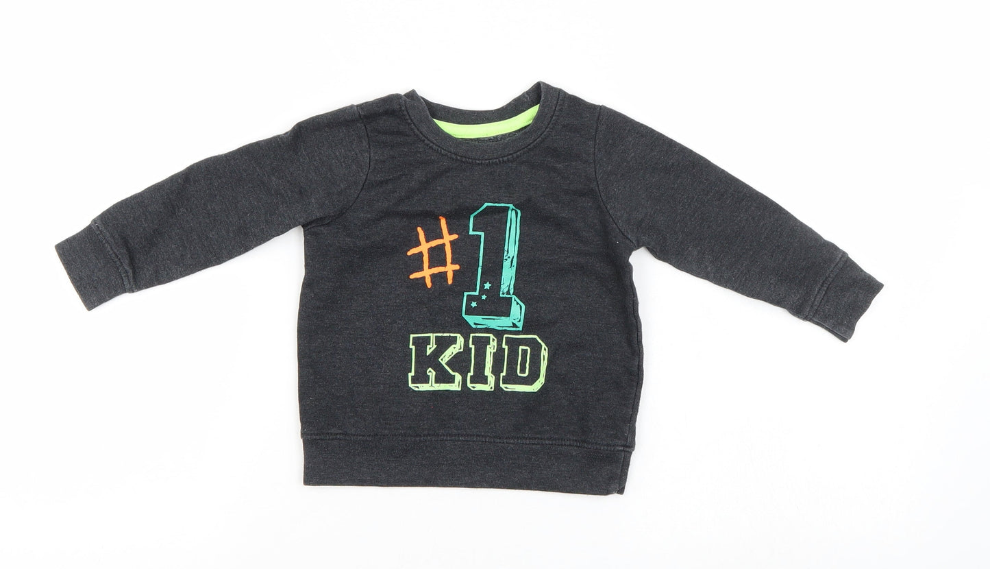 Mini Rebel Boys Black   Pullover Jumper Size 12-18 Months